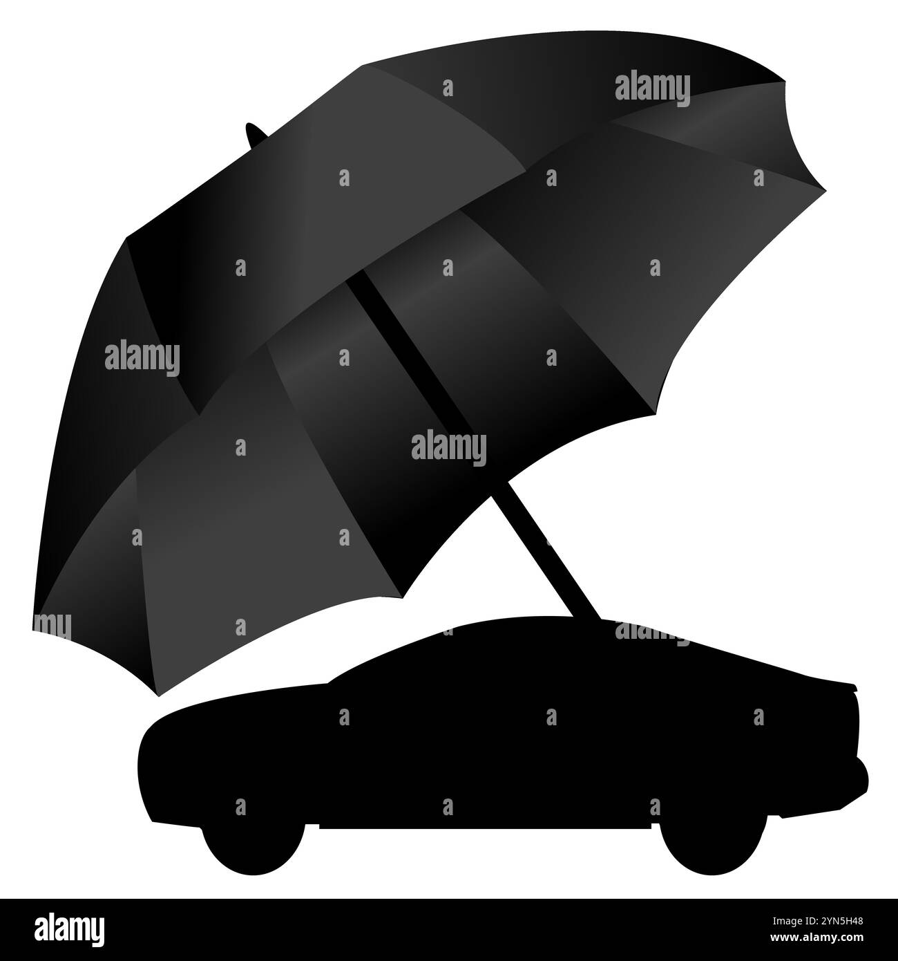 Concept d'assurance automobile avec voiture sous protection parapluie Illustration de Vecteur