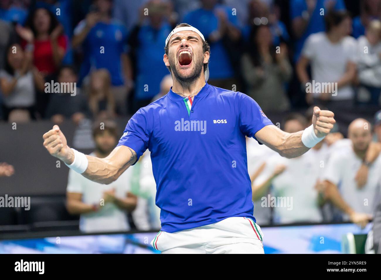 Malaga, Espagne. 24 novembre 2024. MALAGA, ESPAGNE - 24 NOVEMBRE : Matteo Berrettini, Italien, dans la finale match nul entre l'Italie et les pays-Bas lors de la finale de la Coupe Davis au Palacio de Deportes Jose Maria Martin Carpena le 24 novembre 2024 à Malaga, Espagne. (Photo de Marleen Fouchier/Agence BSR) crédit : Agence BSR/Alamy Live News Banque D'Images