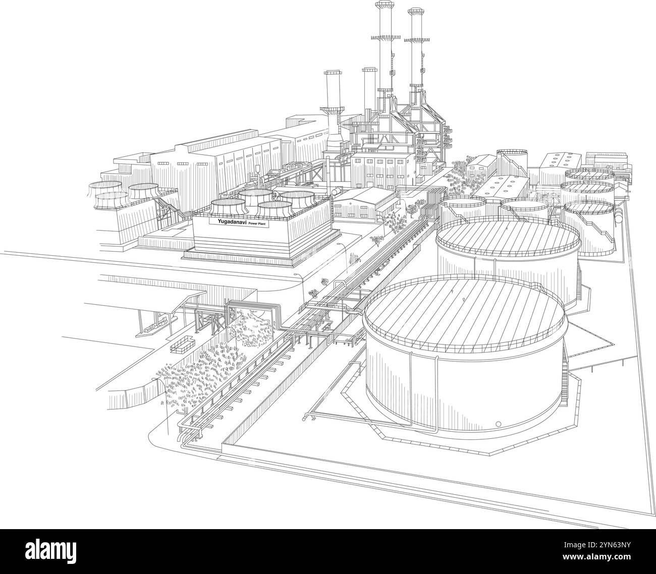 La centrale électrique de Yugadanavi est une grande centrale électrique au mazout au Sri Lanka. La centrale de 300 MW est située à Kerawalapitiya, dans la Pr occidentale Illustration de Vecteur