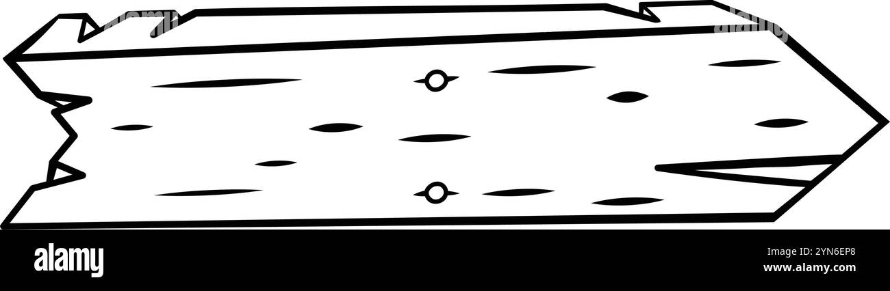 Le signe de flèche en bois vide pointe à droite sur un fond blanc, ajoutant un charme naturel à tout projet de conception. Parfait pour guider votre voyage, à l'intérieur ou Illustration de Vecteur