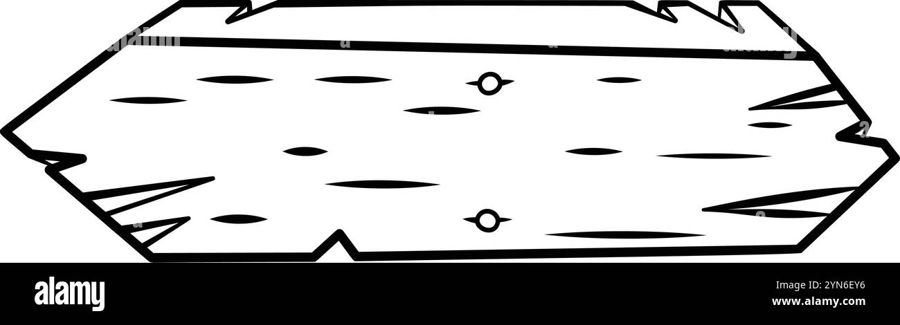 Panneau en bois de dessin animé avec des bords dentelés et deux trous ronds offre un espace vide approprié pour ajouter du texte, des dessins ou des dessins Illustration de Vecteur