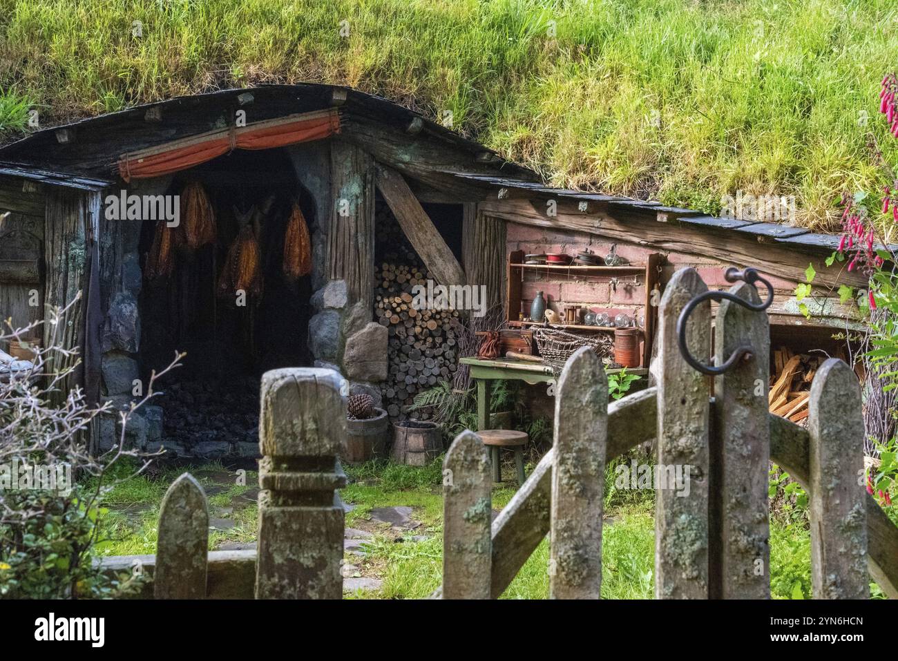 HOBBITON, NOUVELLE-ZÉLANDE, 20 JANVIER 2023, célèbre village Hobbiton à Matamata tiré des films le Hobbit et le Seigneur des anneaux, Nouvelle-Zélande, Océanie Banque D'Images