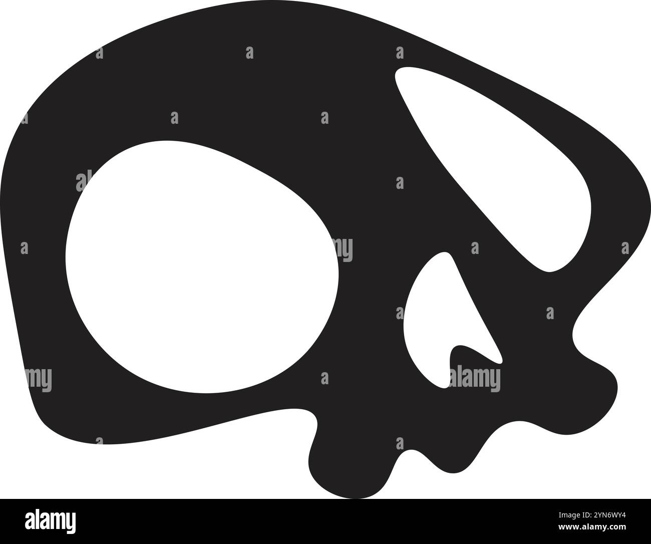 Cette illustration minimaliste met en valeur une silhouette de crâne noir saisissante, évoquant les thèmes de la mort, halloween, et plus encore. C'est un symbole polyvalent qui Illustration de Vecteur
