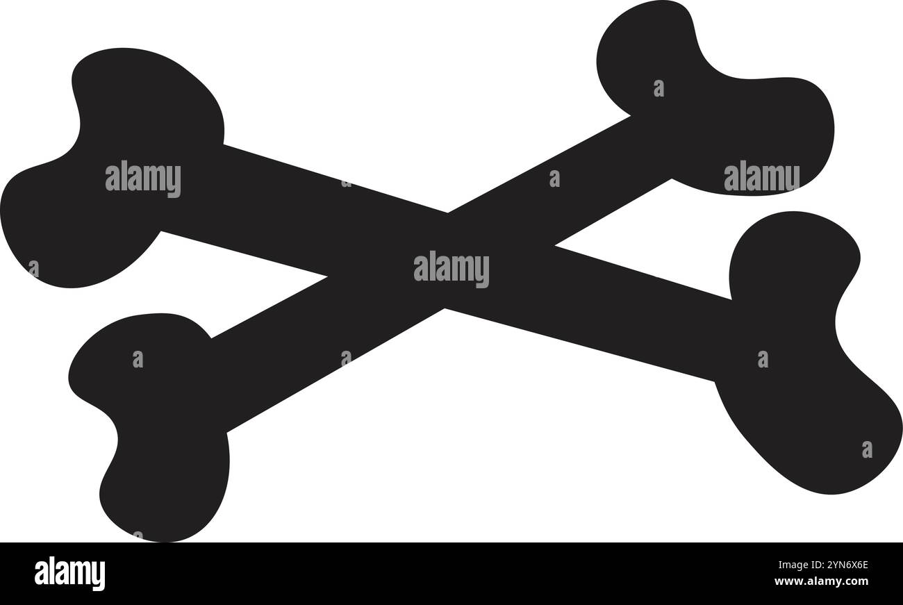 La silhouette des os croisés crée un symbole simple mais universellement reconnu de danger, de poison ou de mort, fréquemment utilisé dans les signes d'avertissement et les pirates Illustration de Vecteur