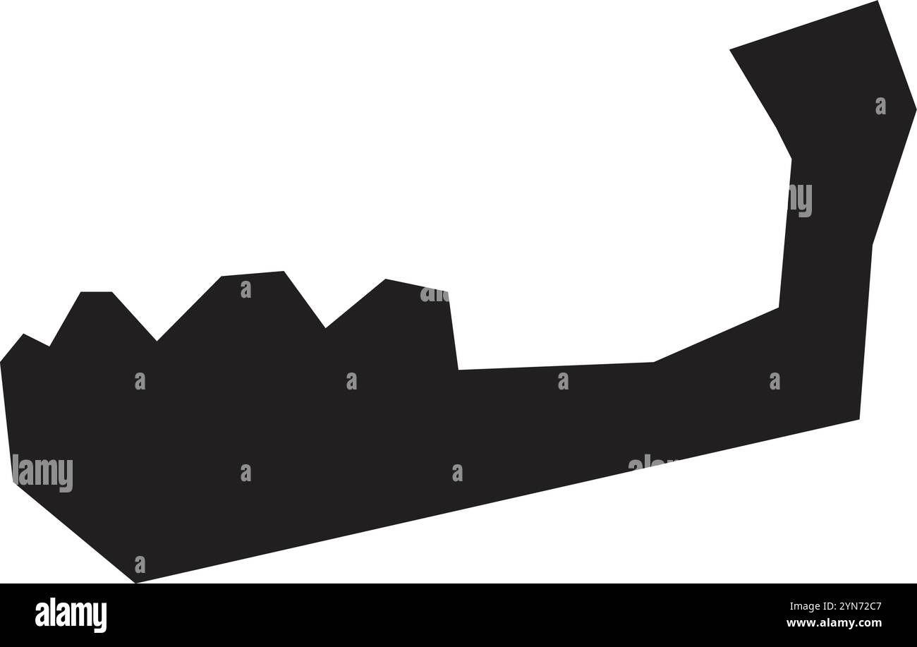 Simple silhouette de carte vectorielle noire d'ajman, le plus petit émirat des émirats arabes unis, montrant sa forme distinctive avec un littoral déchiqueté Illustration de Vecteur