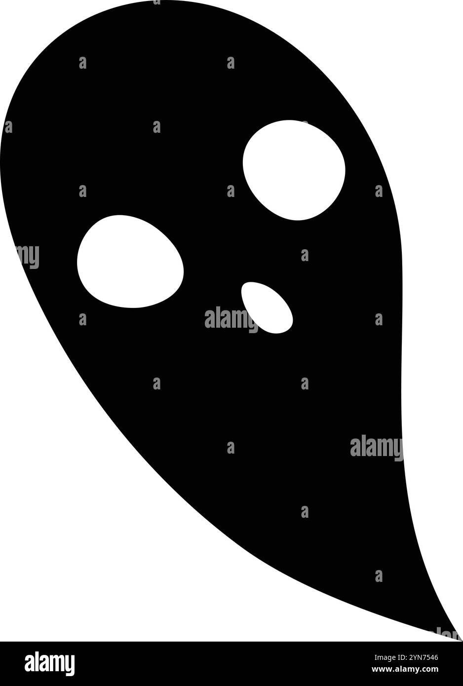 Fantôme noir simple flottant avec une expression surprise, idéal pour les projets d'halloween, créant une atmosphère effrayante et ludique Illustration de Vecteur