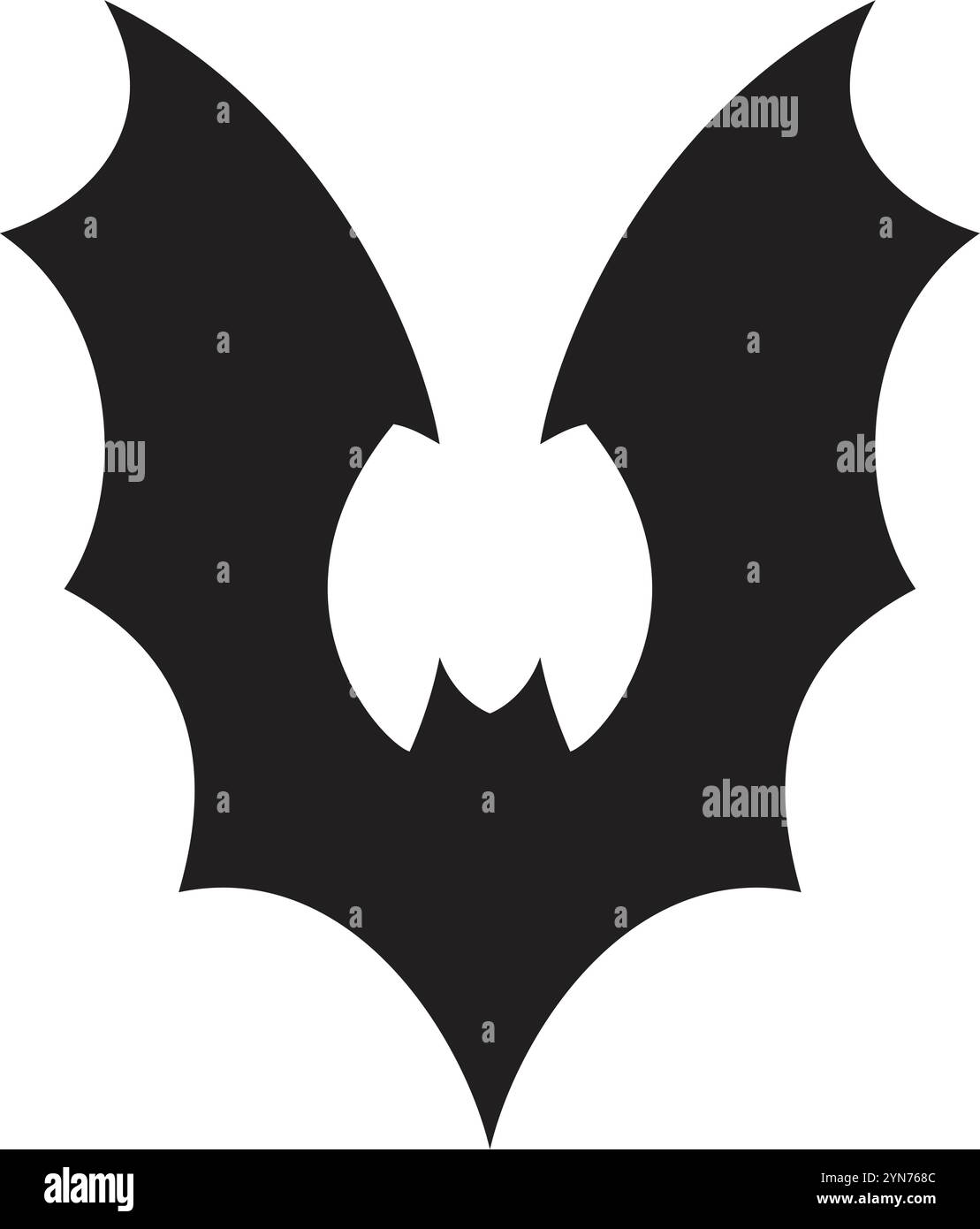 Silhouette de chauve-souris noire stylisée déployant ses ailes, créant un symbole puissant d'halloween, de vampires et de thèmes effrayants Illustration de Vecteur