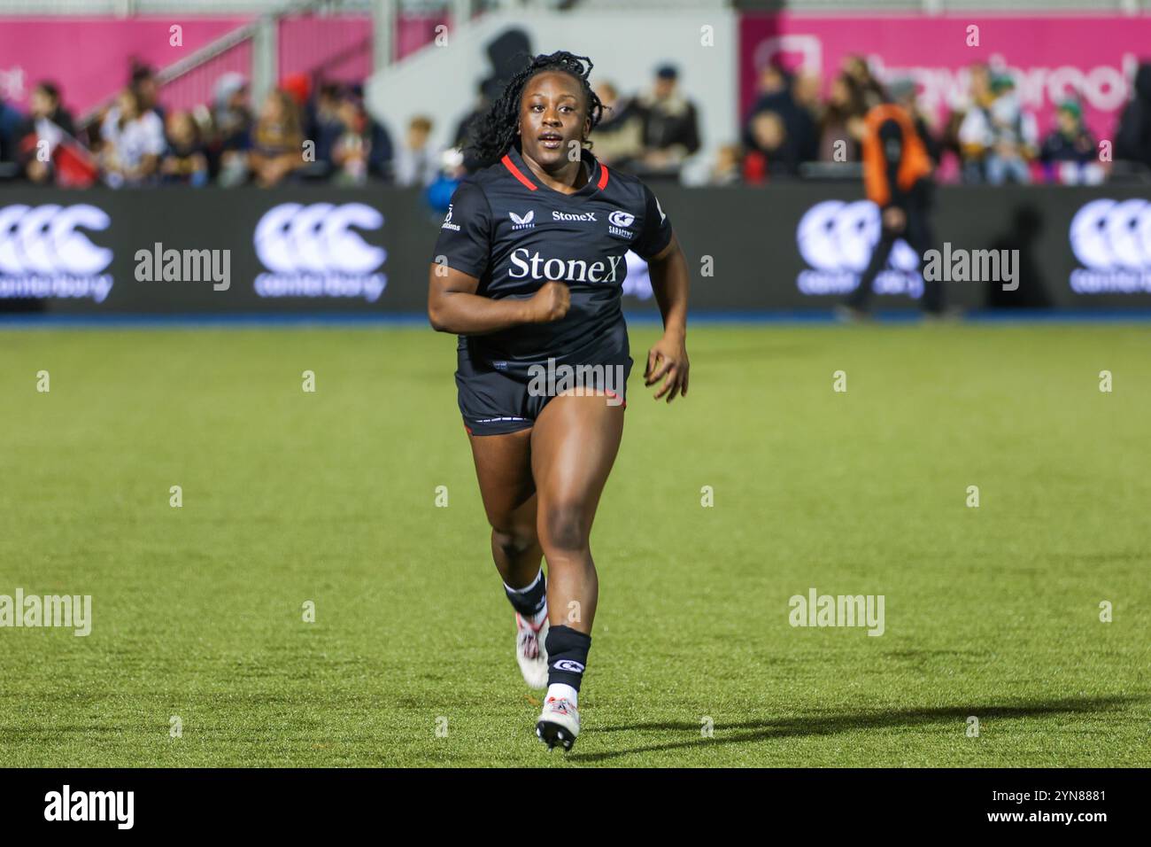 Londres, Royaume-Uni. 24 novembre 2024. Akina Gondwe (Saracens) lors du match Saracens Women vs Harlequins Women 'The Duel' au StoneX Stadium pour la 7e manche de la saison 2024/25 de Premiership Women's Rugby. UK © ️ crédit : Elsie Kibue/Alamy Live News Banque D'Images