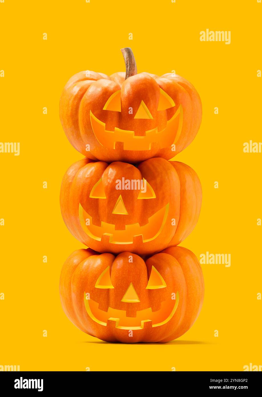 Fantôme de citrouille d'Halloween à trois niveaux Banque D'Images Fantôme de citrouille d'Halloween à trois niveaux Banque D'Images