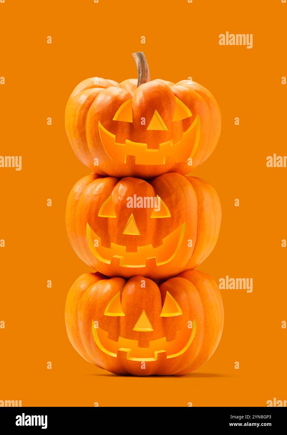 Fantôme de citrouille d'Halloween à trois niveaux Banque D'Images Fantôme de citrouille d'Halloween à trois niveaux Banque D'Images