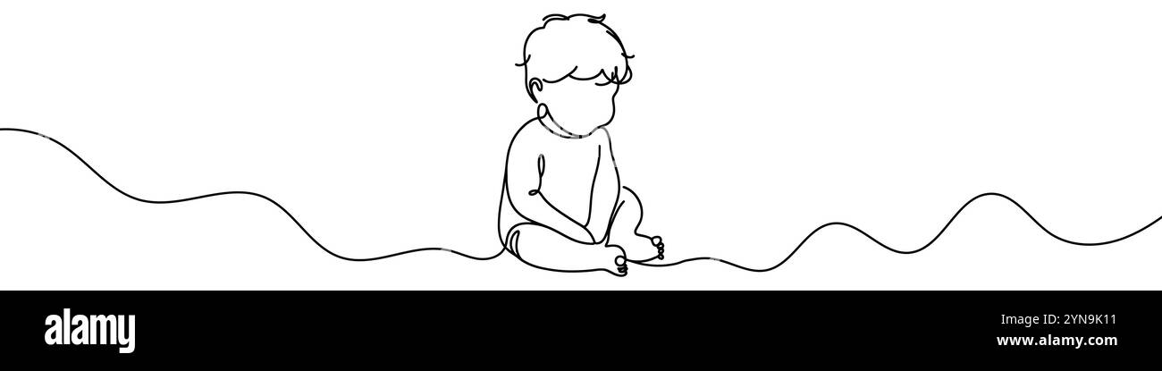 Dessin au trait continu minimaliste représentant un baby sitting et un jeu. Idéal pour les thèmes de garde d'enfants, de parentalité et de développement de la petite enfance Illustration de Vecteur