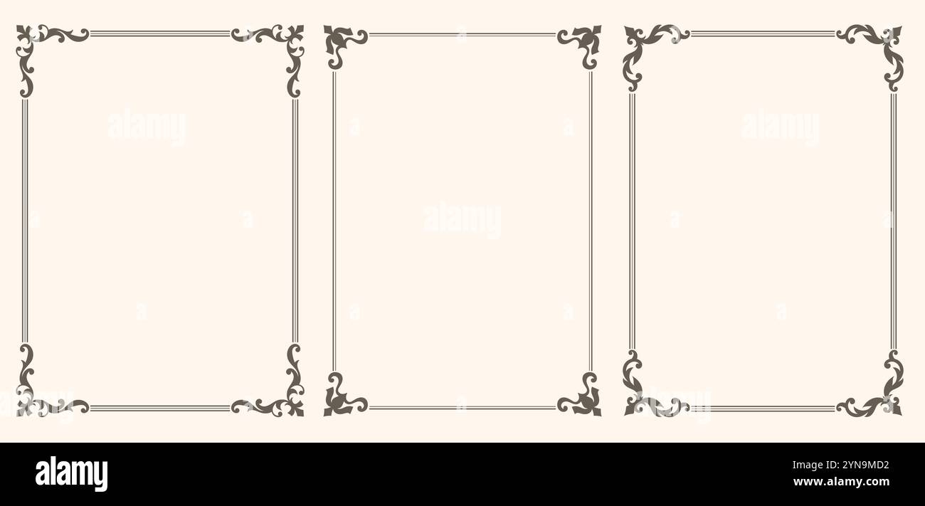 Ensemble de cadres vintage décoratifs et de bordures ensemble Illustration de Vecteur
