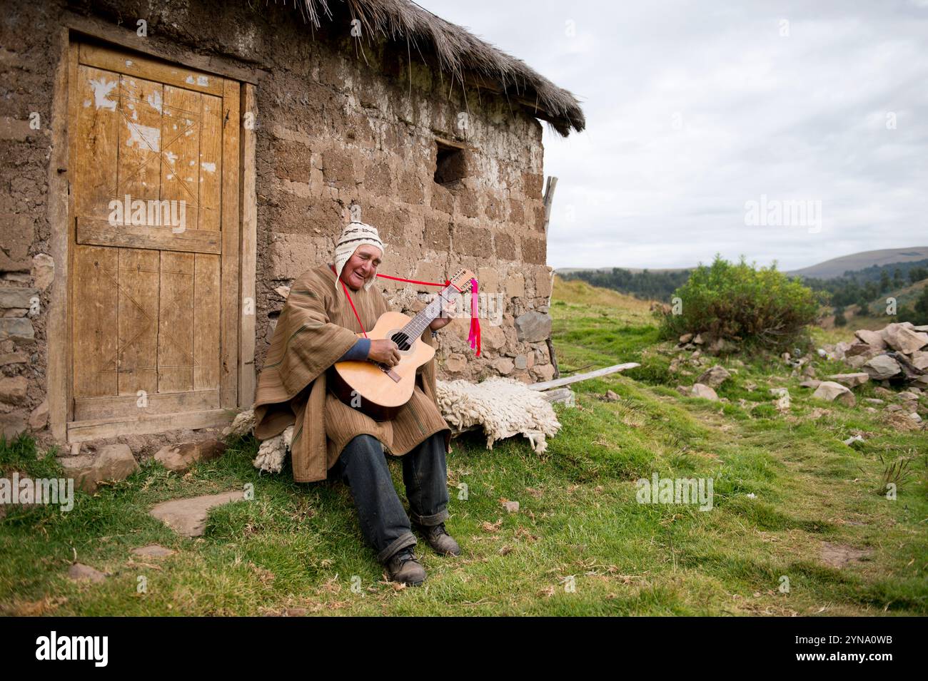 Musicien au Pérou Banque D'Images