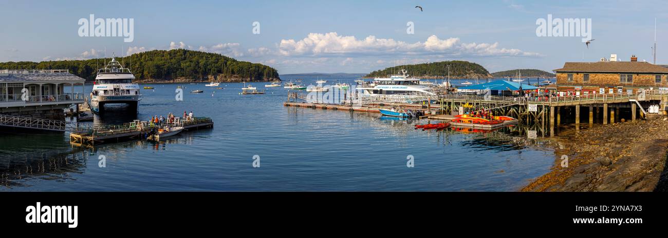 États-Unis, État du Maine, Bar Harbor, le port, point de départ pour des excursions d'observation des baleines Banque D'Images