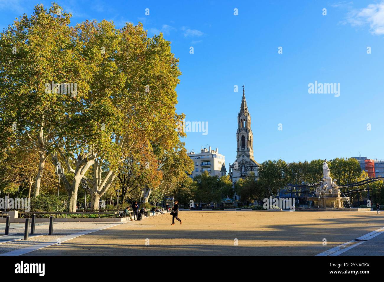 France, Gard (30), Nîmes, esplanade du général de Gaulle, fontaine pradier Banque D'Images