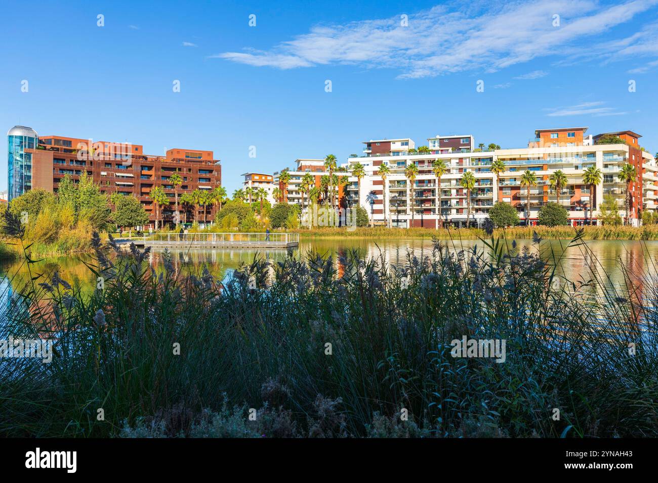 France, Hérault (34), Montpellier, quartier Port Marianne, logement et bureau autour du bassin Jacques coeur Banque D'Images
