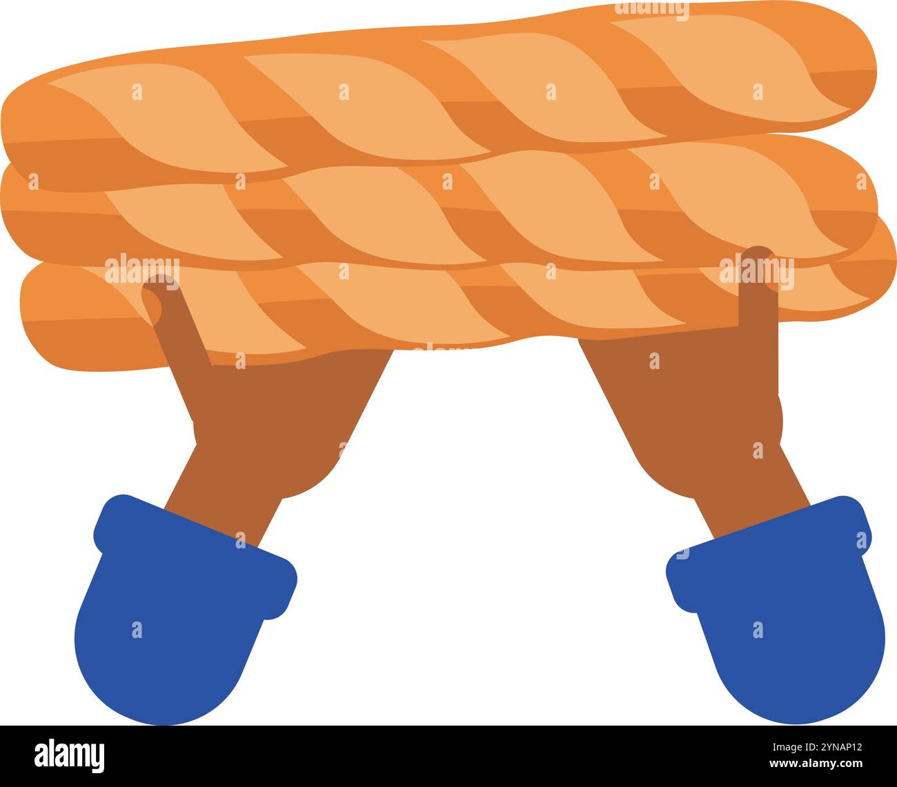 Mains de boulanger tenant une pile de baguettes croustillantes fraîchement cuites. Traditions de confiserie et de boulangerie. Image pour la conception des traditions culturelles des pays. Illustration de Vecteur