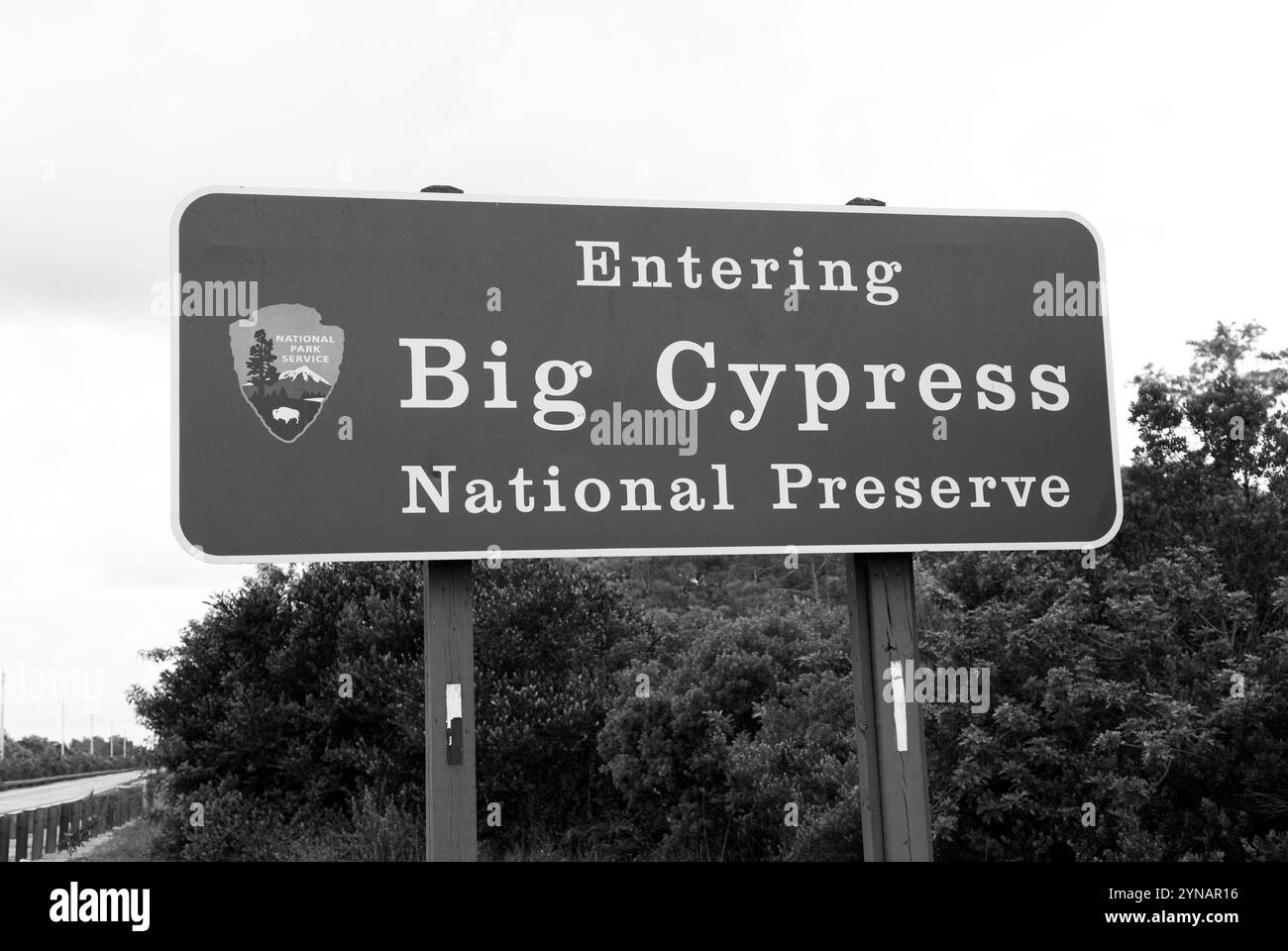 Panneau d'entrée à Big Cypress National Preserve à Ochopee, Floride, États-Unis Banque D'Images