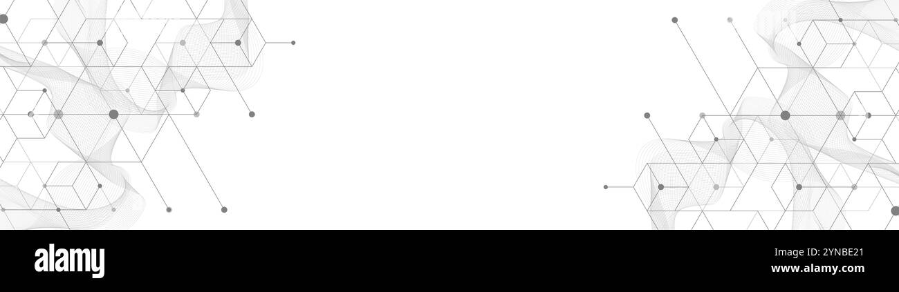 Conception de soins de santé ou de fond médical. Concept d'innovation en soins de santé. Bannière Web horizontale d'en-tête. Fond géométrique abstrait avec hexagone Banque D'Images