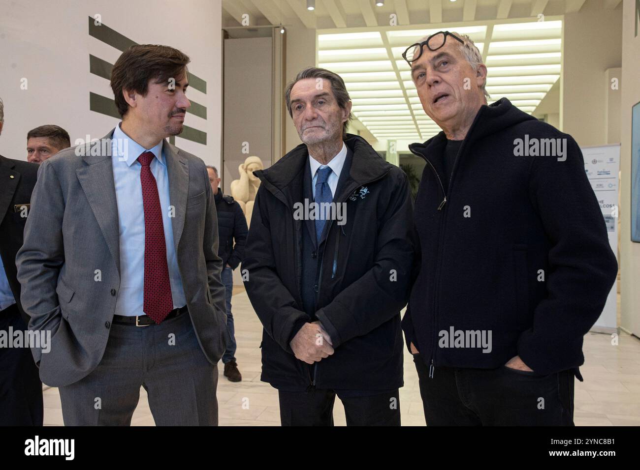 Milan, Italie. 25 novembre 2024. Nella foto Fabio Massa Presidente Fondazione Stelline, Attilio Fontana Presidente Regione Lombardia, Stefano Boeri Direttore Triennale MilanoMilano - Italia - Cronaca Luned&#xec;, 25 novembre, 2024 (Foto di Marco Ottico/Lapresse) 24e édition Italie direction Nord Milan, Italie - Actualités lundi, 25 novembre, 2024 (photo de Marco Ottico/Lapresse) crédit : LaPresse Banque D'Images