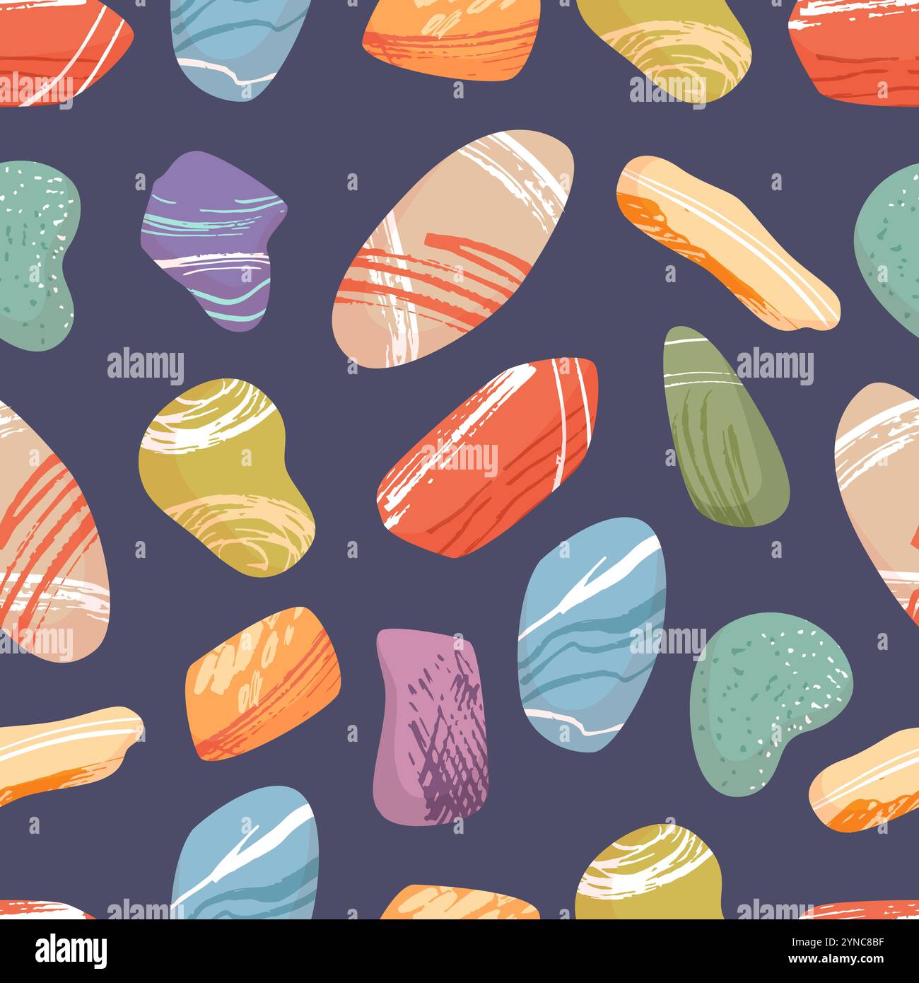 Motif sans couture de pierres de mer. Texture lisse galet, corail océanique de rivière et éléments sous-marins. Imprimé tissu décoratif, design toile de fond, néotérique Illustration de Vecteur