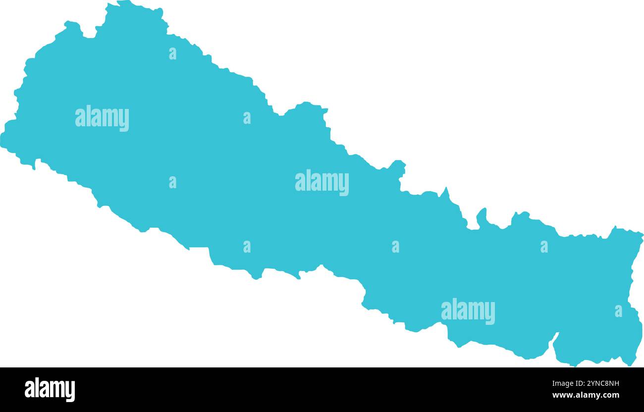 CARTE du Népal en bleu, carte du pays, Népal, carte frontière, frontière du Népal, carte géographique Illustration de Vecteur