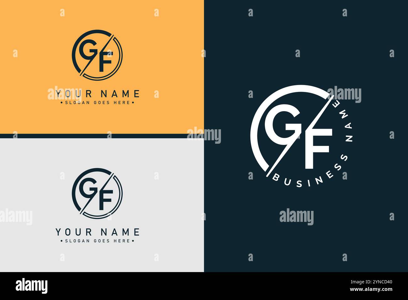 Modèle vectoriel pour lettre initiale GF logo - élégant logo monogramme pour Alphabet G et F. Illustration de Vecteur