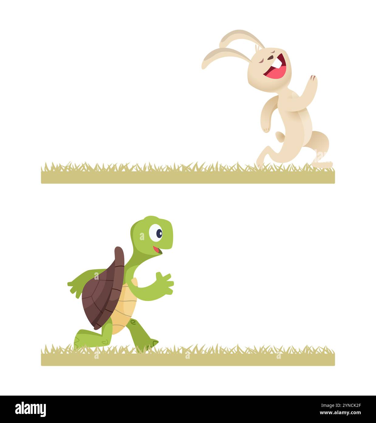 lapin rapide. animaux courir lapin rapide et lentement tortues concours de personnages drôles Illustration de Vecteur