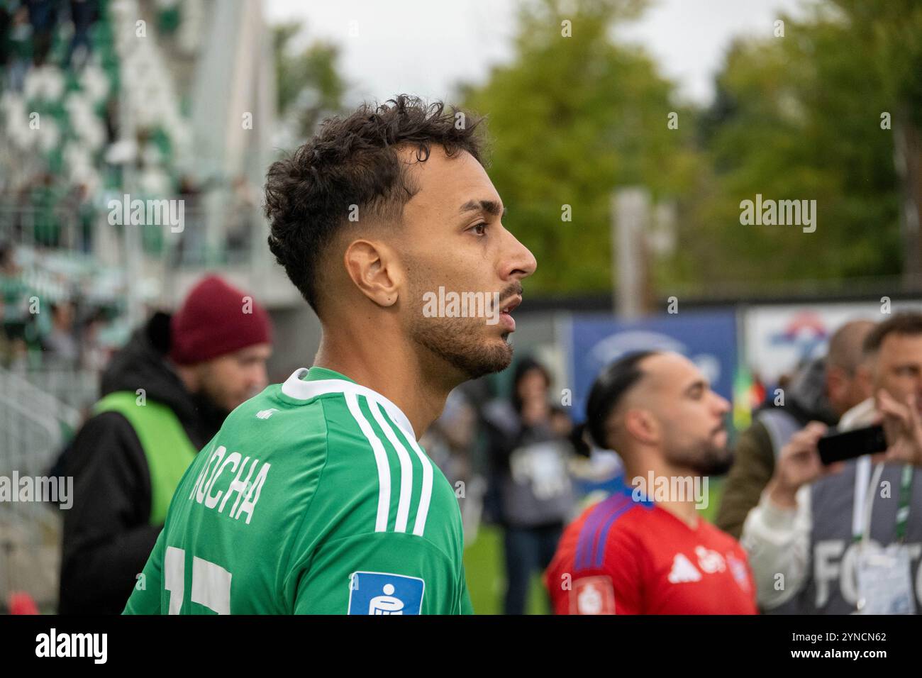 Radomiak Radom joueur Leonardo Rocha avant le match contre Raków Częstochowa. Banque D'Images