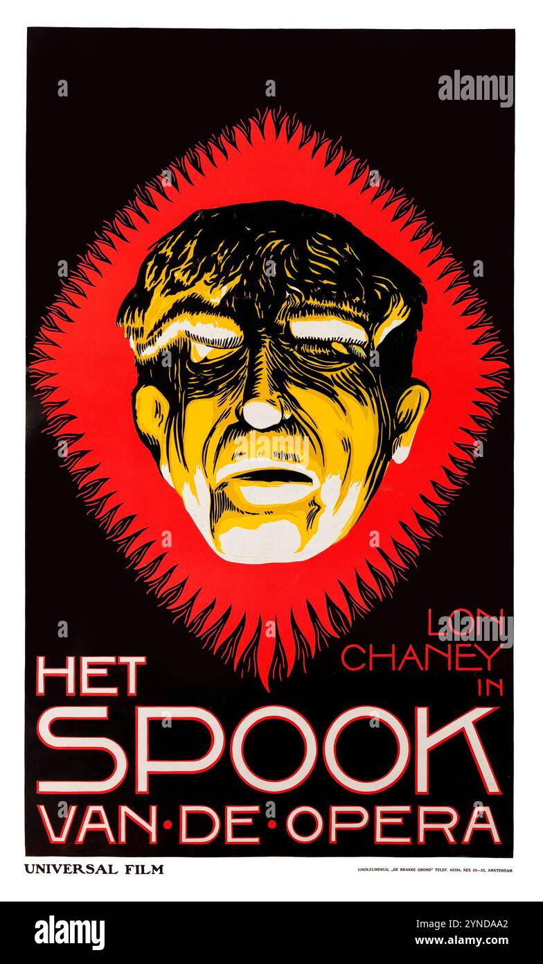 Het Spook Van de Opera (fantôme de l'Opéra) affiche de cinéma hollandais (1925) avec Lon Chaney, Mary Philbin, Norman Kerry. Banque D'Images