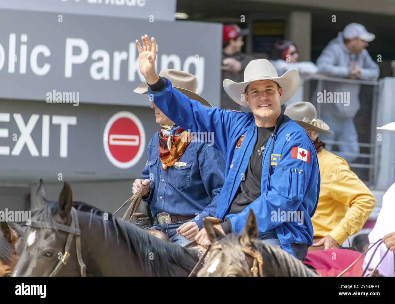 Calgary, Alberta, Canada. 7 juillet 2023. Jeremy Hansen, astronaute de l'Agence spatiale canadienne, lors d'un défilé public Banque D'Images