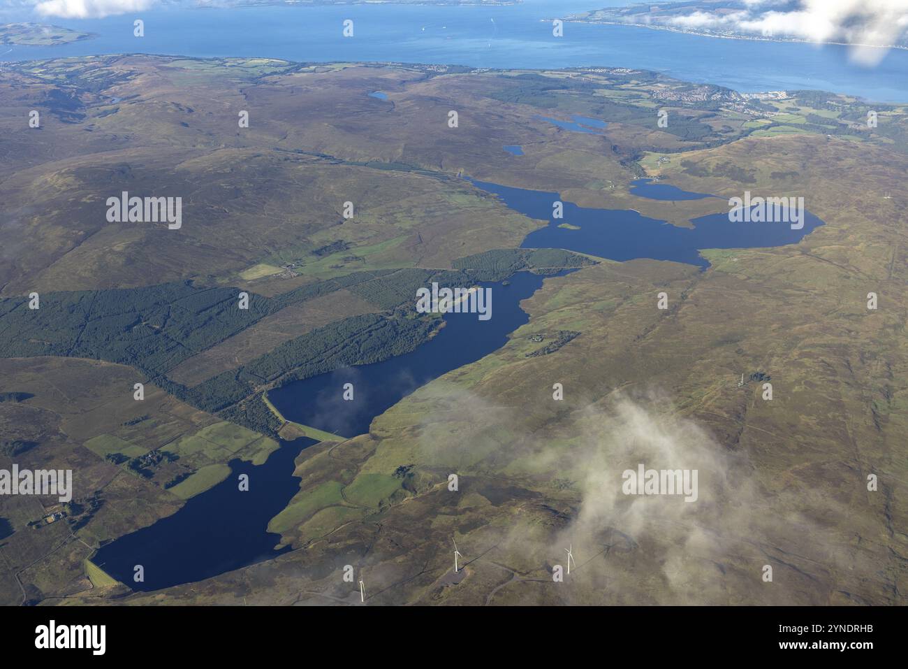 Loch, Lacs dans les Highlands, vue aérienne, Highlands, Écosse, Grande-Bretagne Banque D'Images