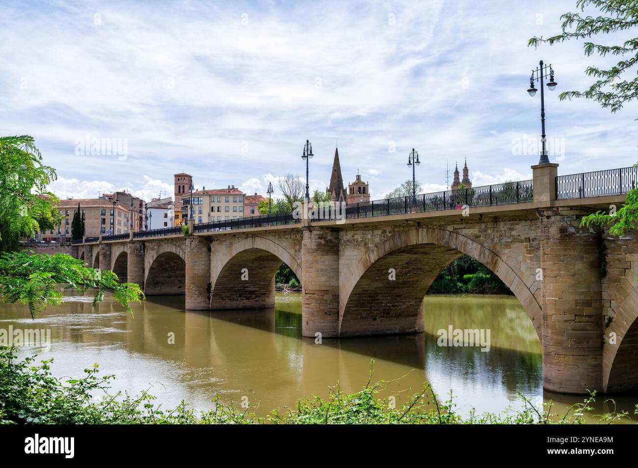 Le pont de pierre dans la ville de Logrono dans le nord de l'Espagne Banque D'Images