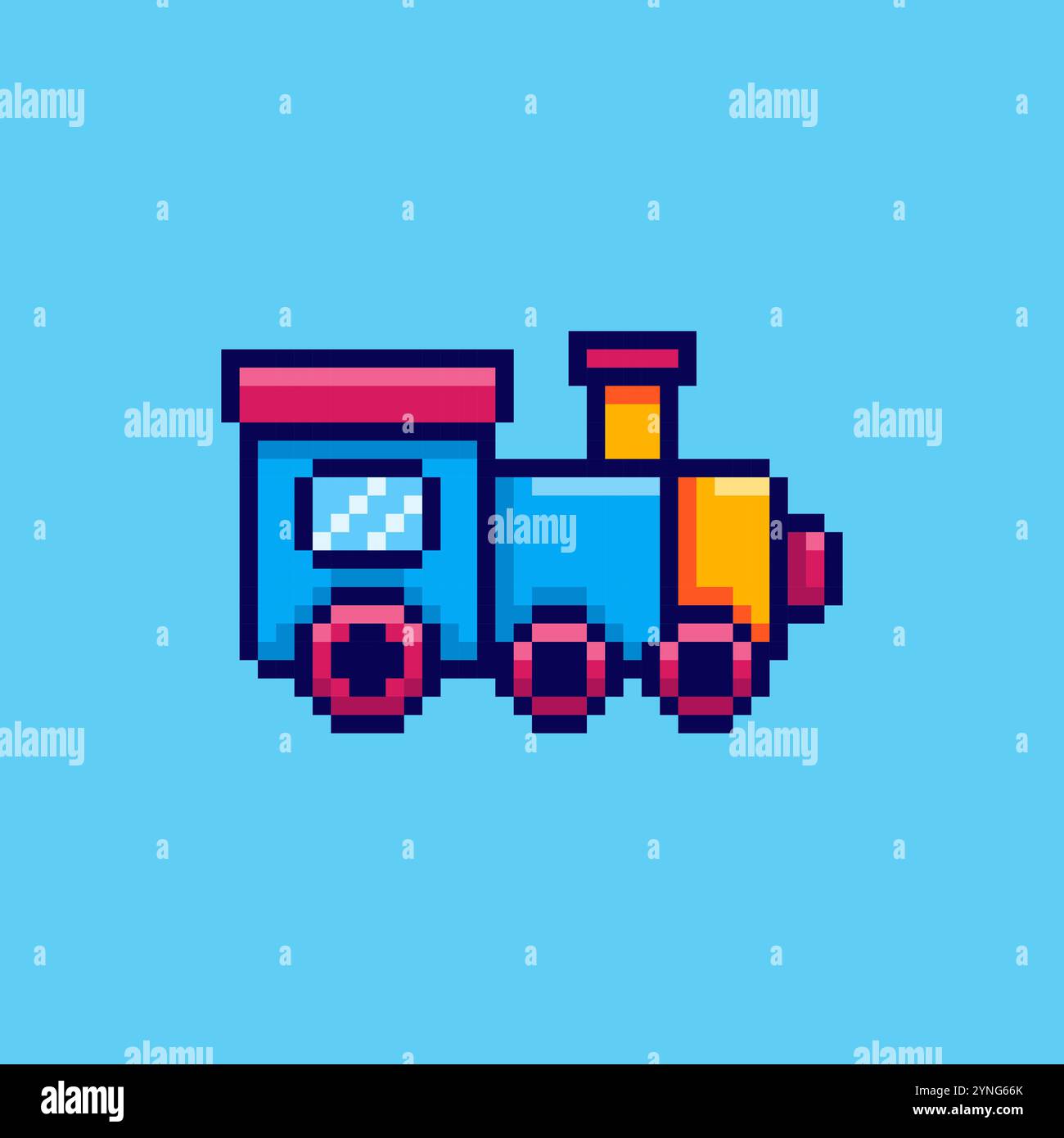 Design des actifs du jeu Toy train Pixel art Illustration de Vecteur