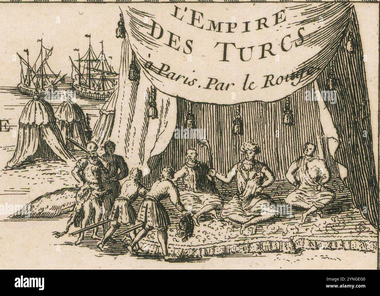 Cartouche dans une carte de l'Empire ottoman par Rouge. Banque D'Images