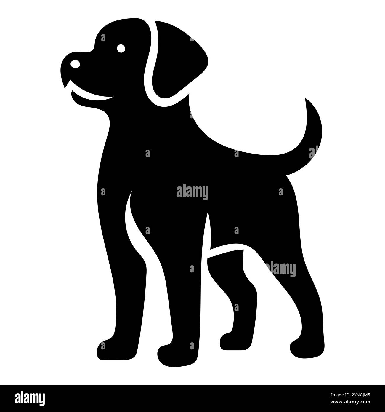 Un chien noir se tient debout sur un fond blanc Illustration de Vecteur Un chien noir se tient debout sur un fond blanc Illustration de Vecteur
