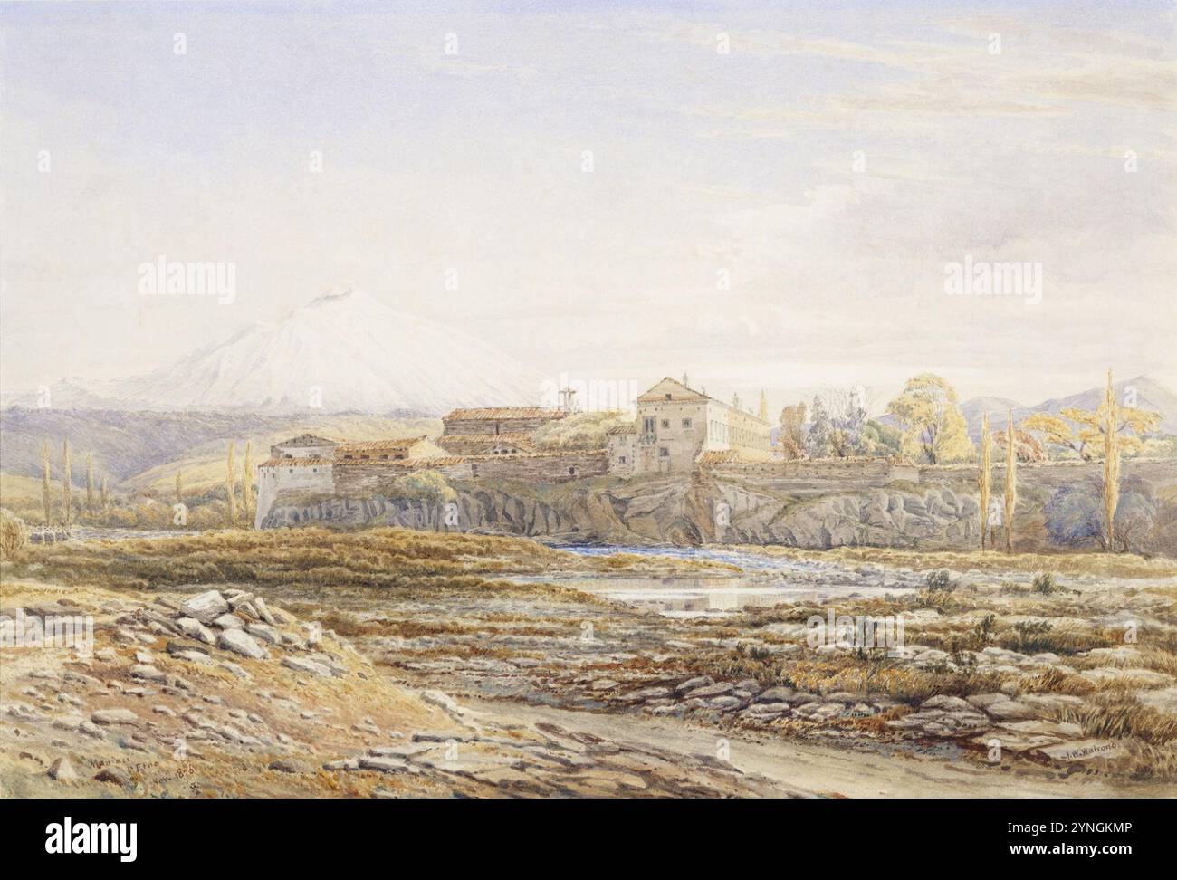 CastelloDiManiace Bronte Sicile par JW Walrond 1876 Banque D'Images
