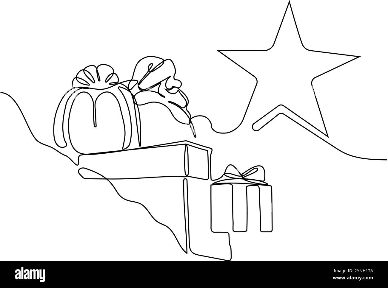 Illustration vectorielle doodle, dessinée à la main dans le style de dessin animé. Dessin linéaire noir et blanc du Père Noël sur le toit dans une cheminée. Illustration vectorielle Illustration de Vecteur