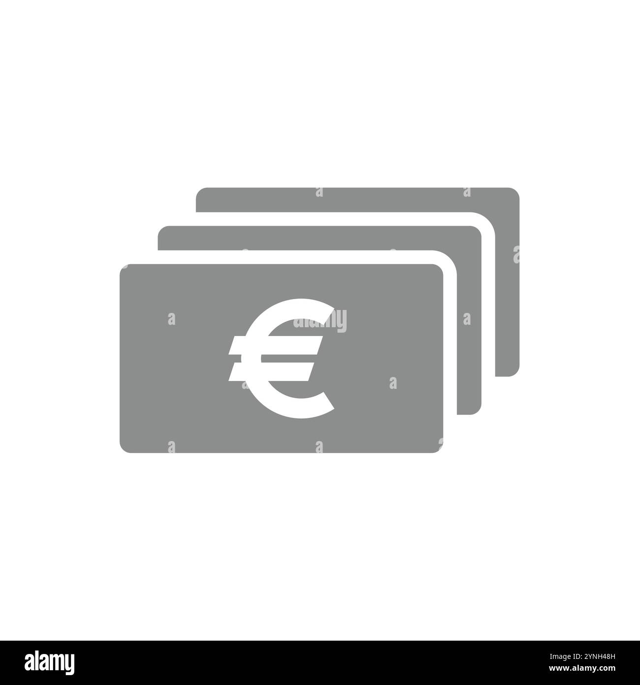 Icône de vecteur de pile de billets en euros. Symbole de billet ou de billet d'argent. Illustration de Vecteur
