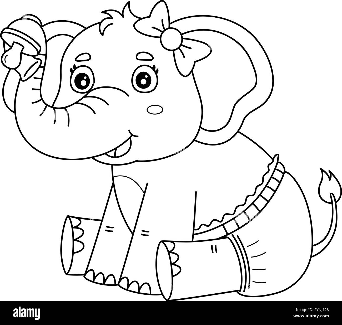 Baby Shower Baby Girl Elephant Isolated Coloring Illustration de Vecteur