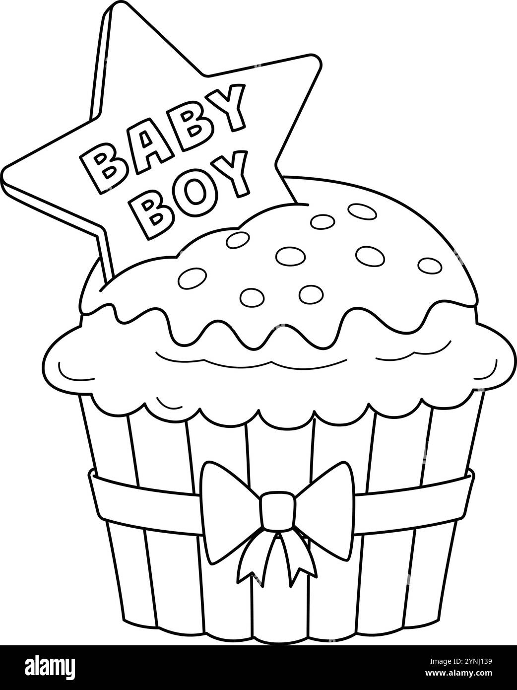 Baby Shower Baby Boy Cupcake Isolated Coloring Illustration de Vecteur