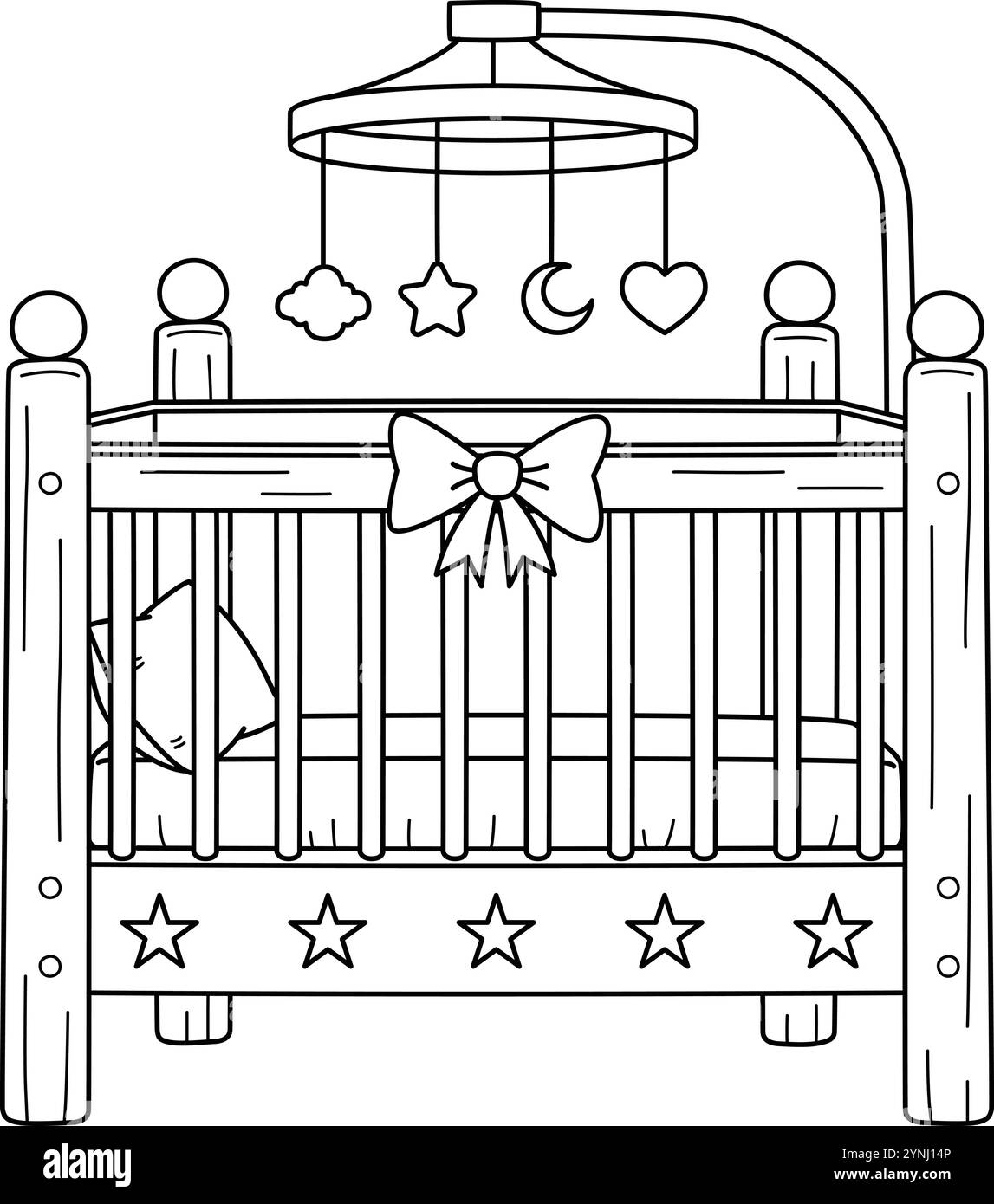 Lit de douche de bébé page de coloration isolée pour les enfants Illustration de Vecteur