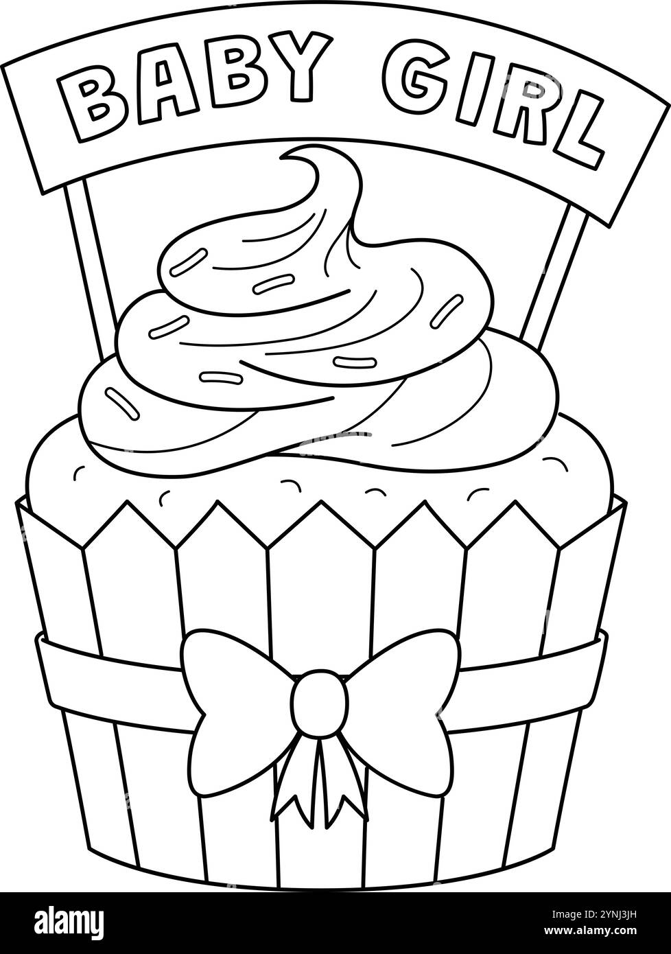 Baby Shower Baby Girl Cupcake Isolated Coloring Illustration de Vecteur