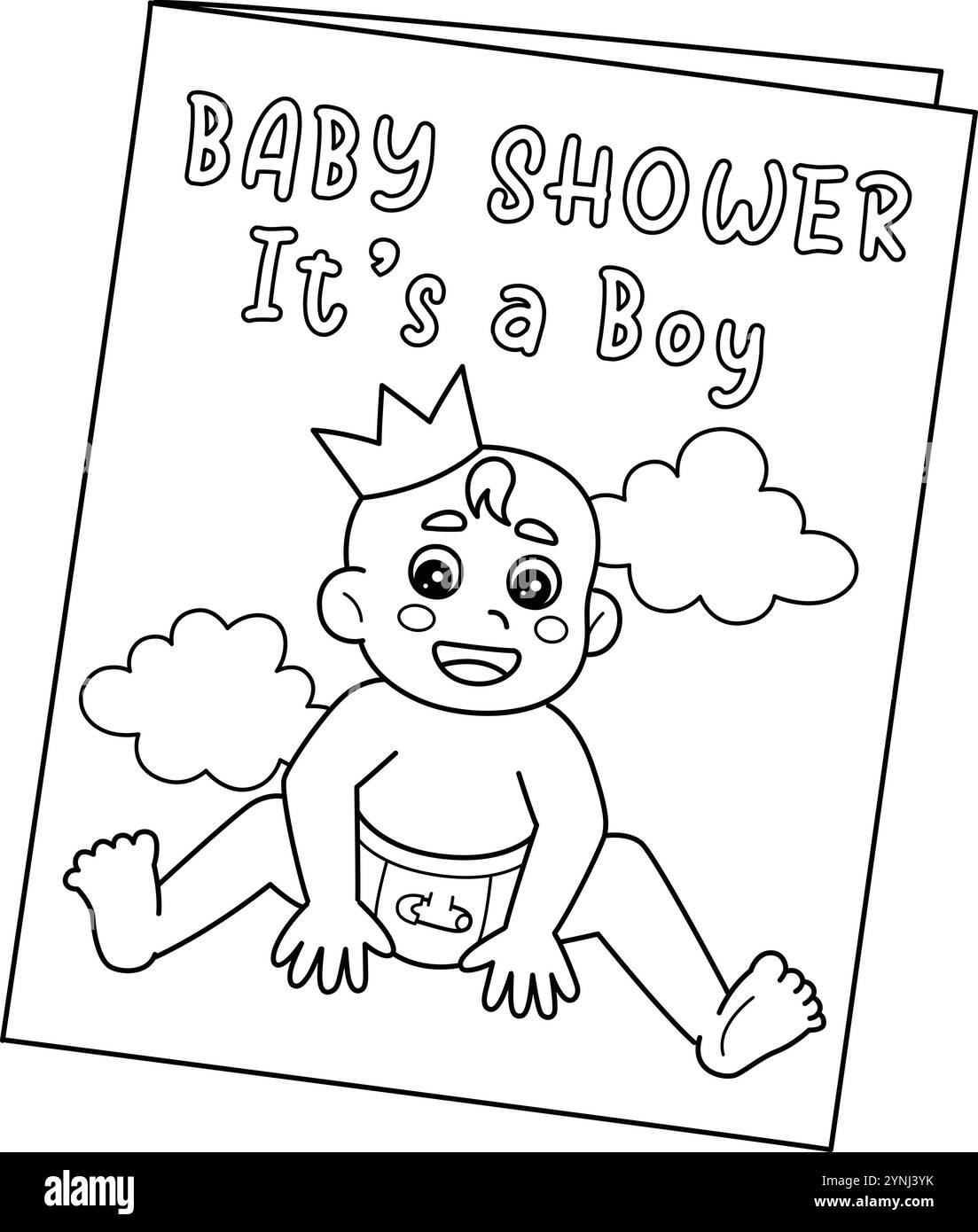 Baby Shower c'est une page de coloriage isolée de garçon Illustration de Vecteur