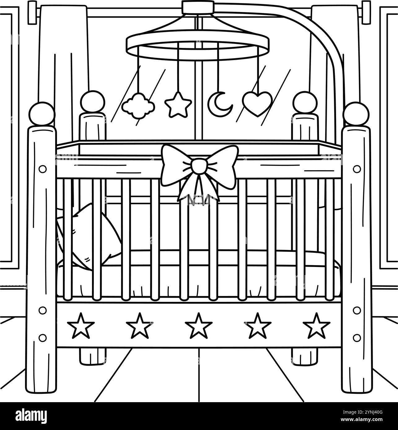 Page de coloration de berceau de douche de bébé pour les enfants Illustration de Vecteur