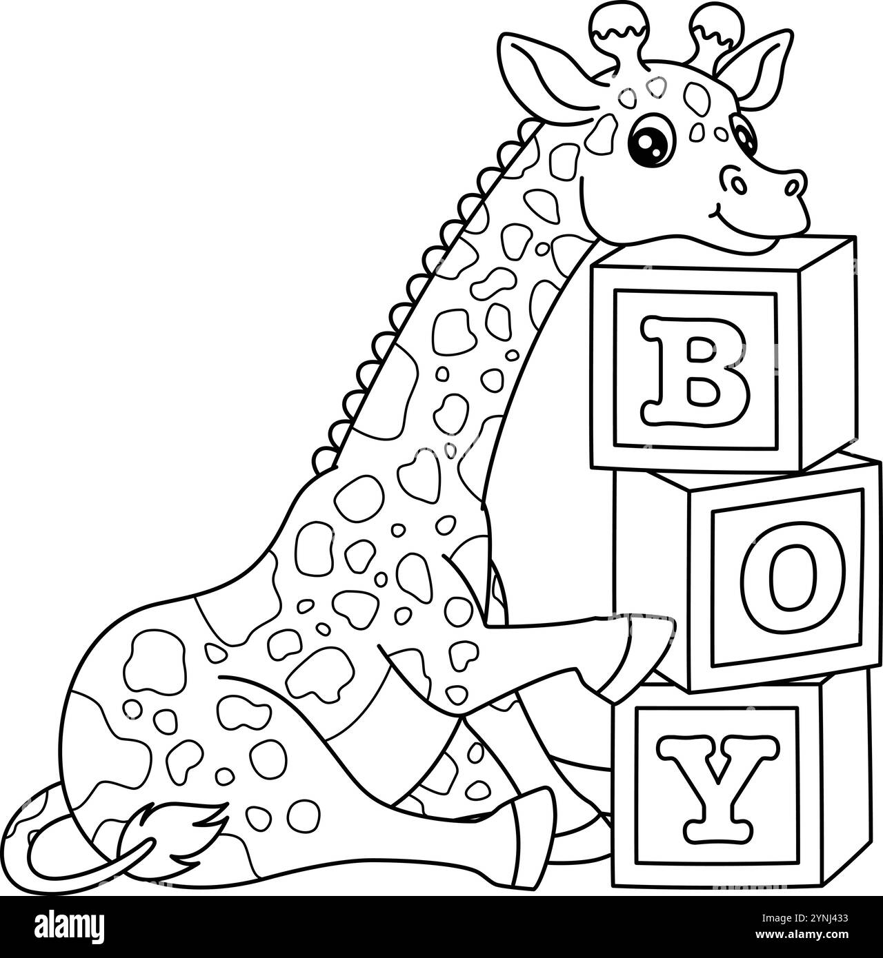 Baby Shower Baby Giraffe Boy Isolated Coloring Illustration de Vecteur