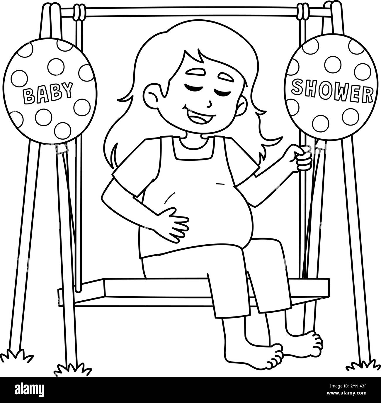 Douche de bébé grossesse maman isolé coloriage page Illustration de Vecteur