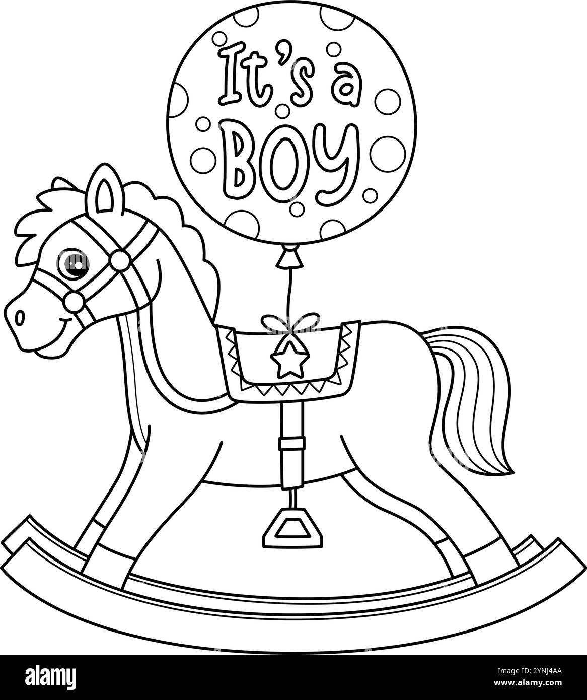 Baby Shower c'est un Boy Rocking Horse isolé Illustration de Vecteur