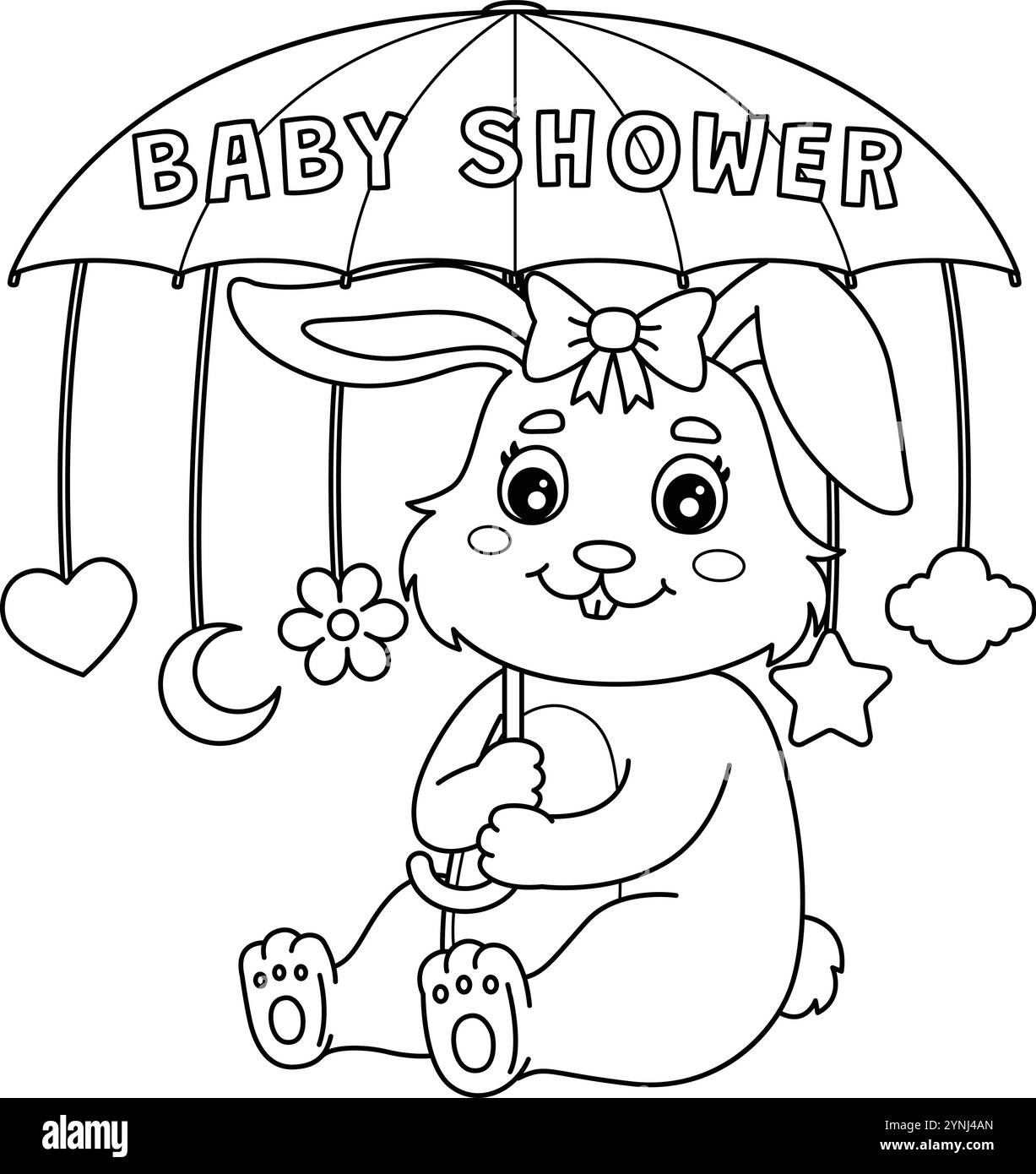 Baby Shower Bunny Girl Isolated Coloring page Illustration de Vecteur