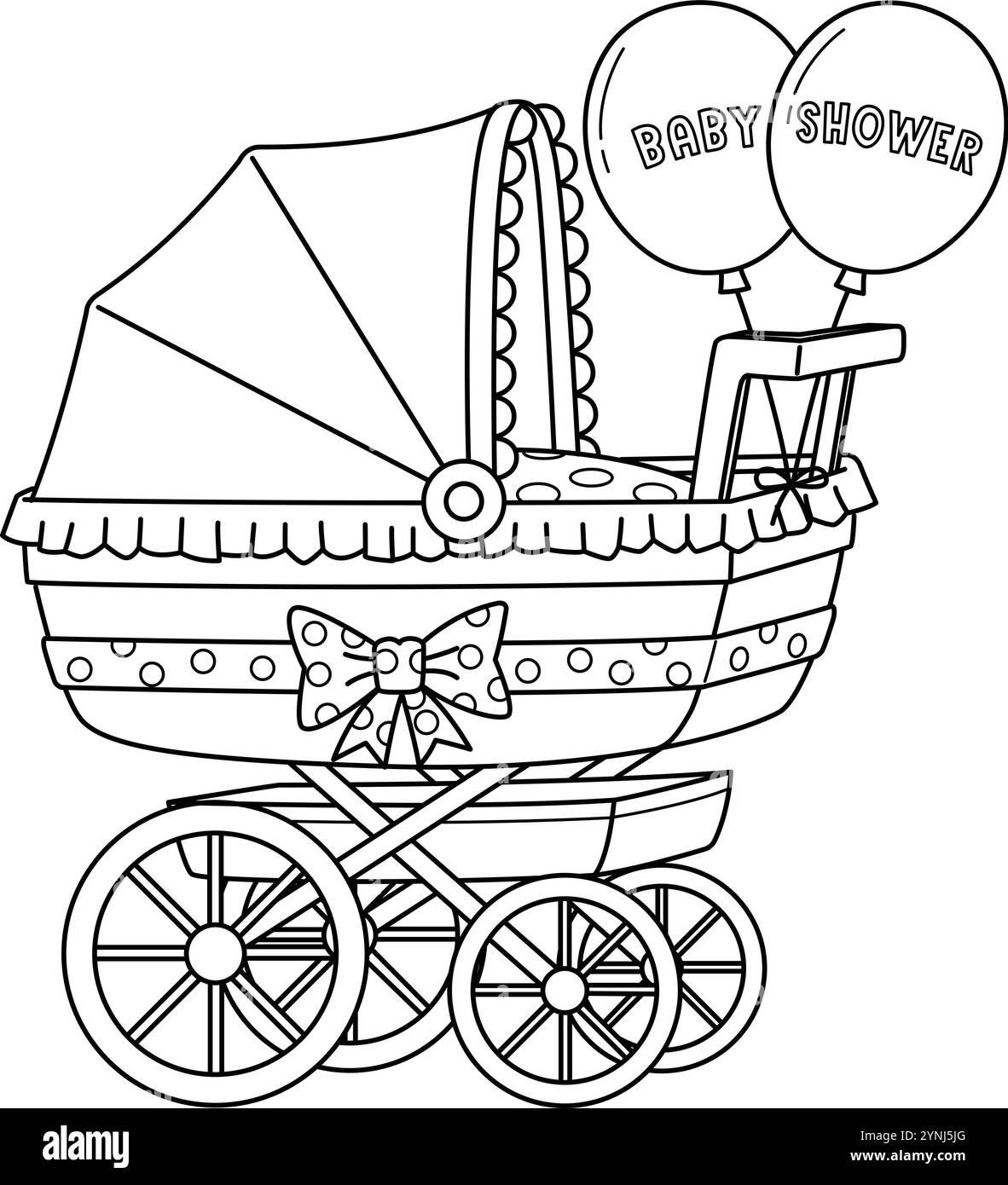 Poussette de douche de bébé à colorier isolé Illustration de Vecteur